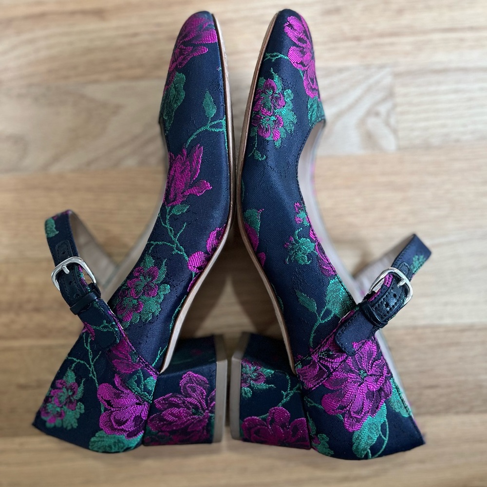 VIA SPIGA Alana Jacquard Purple Floral Pumps Shoes